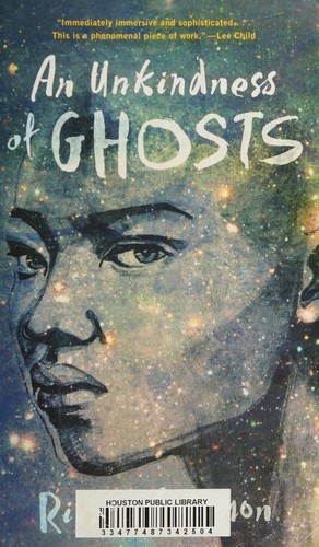 Cover of the 2017 Akashic Books edition of An Unkindness of Ghosts by Rivers Solomon, showing a young Black woman's face rendered among stars.